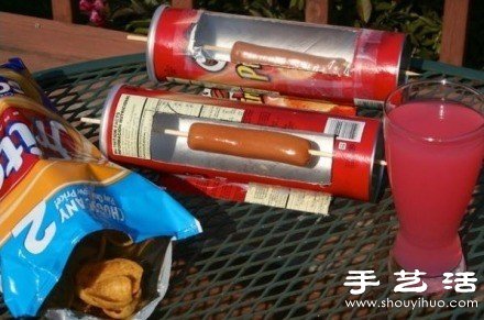 薯片罐DIY日光烤香肠装置