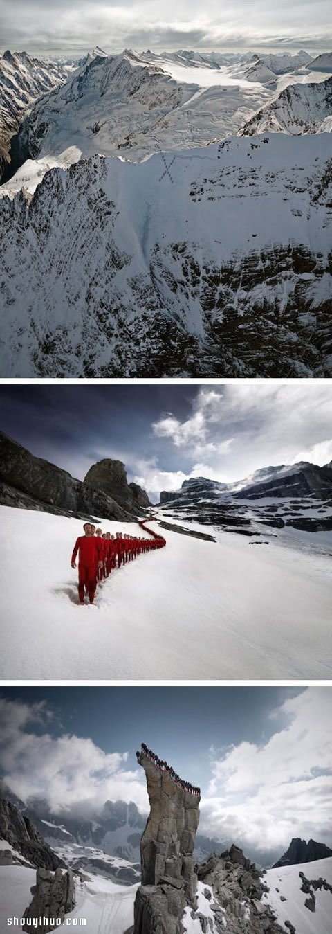 攀登阿尔卑斯山 利用登山队员DIY艺术图案