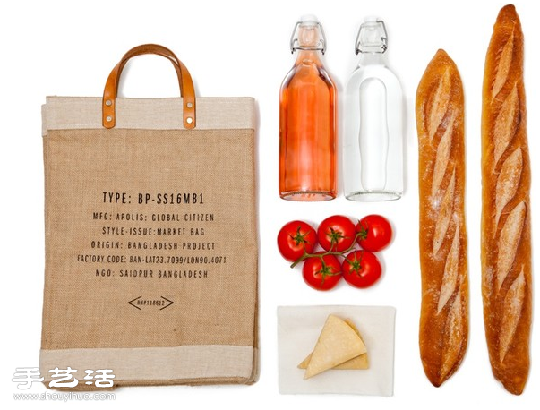 纯手工直立式购物环保袋Market Bag