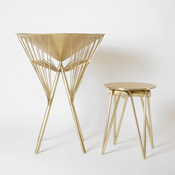 黄铜雨伞桌凳设计 从中国传统油纸伞取经