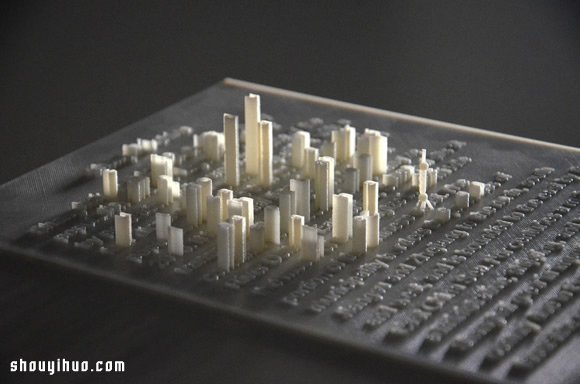 利用3D打印技术把字体排列成模拟都市景观