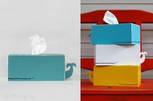 纯手工打造的缤纷彩绘小动物纸巾盒
