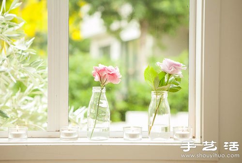 鲜花+玻璃瓶 DIY简单美丽的家居布置效果