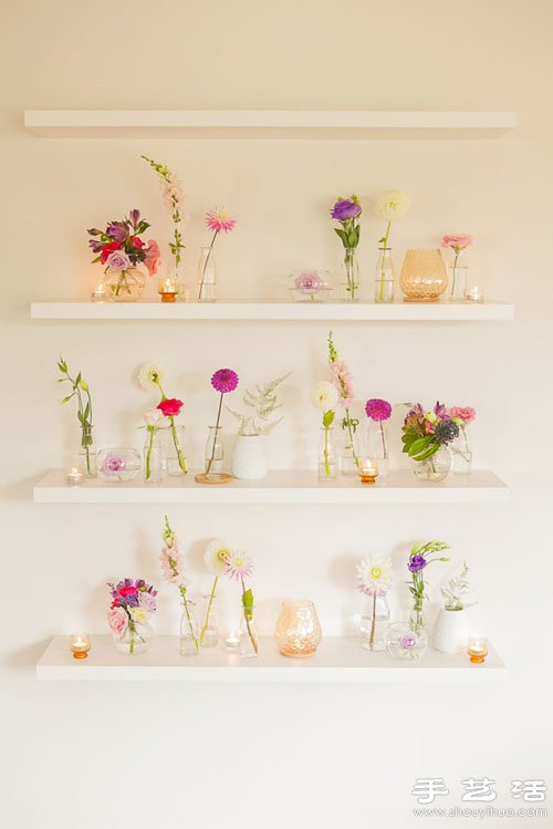 鲜花+玻璃瓶 DIY简单美丽的家居布置效果