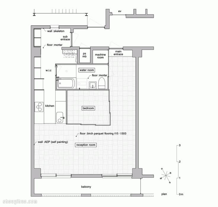 分区+平行视线 充分利用空间单身公寓装修