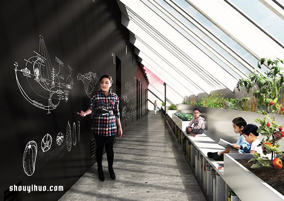 蒙古住宿学校设计 绵延的黑板墙面与自然光
