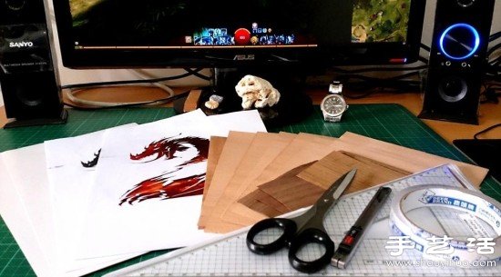 《激战2》主题木片贴画手工制作教程