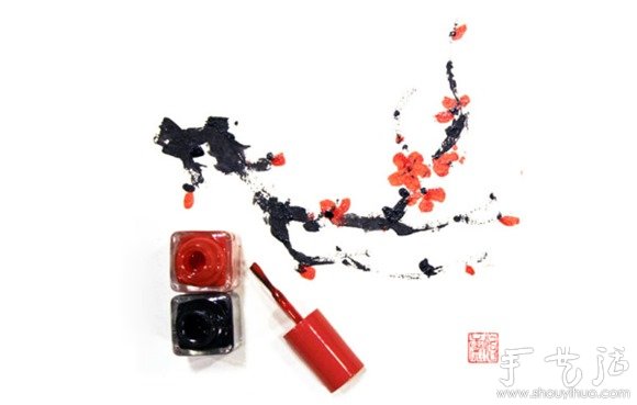 用化妆品创作的绘画作品