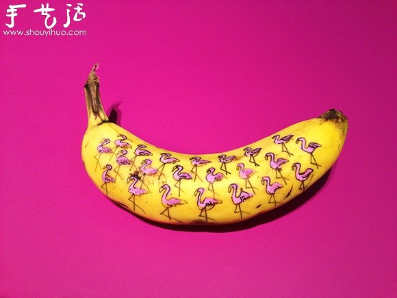 香蕉皮上DIY创作的有趣图案