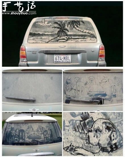 汽车车窗上的创意涂鸦