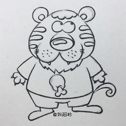 [简笔画]卡通老虎先生简笔画画法：简笔画卡通老虎图片