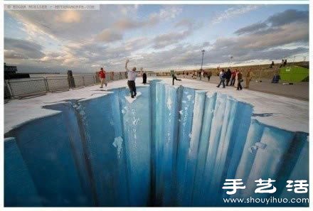 3D立体街头涂鸦艺术：融化的冰川
