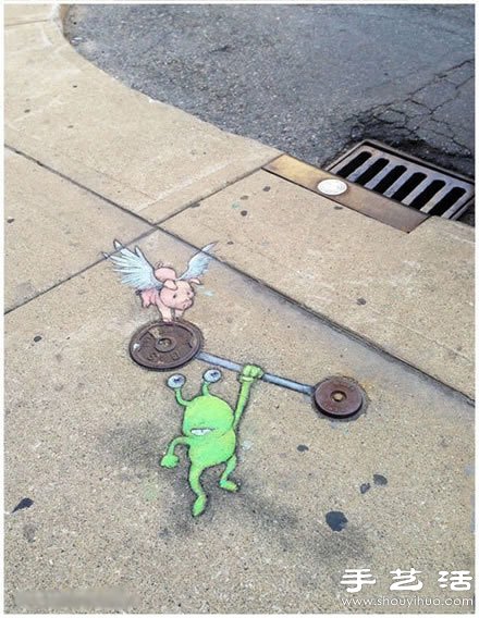 街头艺术家David Zinn的粉笔涂鸦作品欣赏