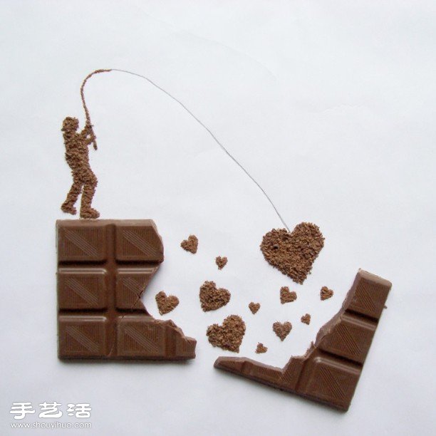利用巧克力创意DIY绘制爱情主题图案