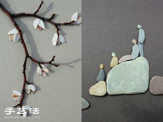 创意DIY石块拼贴画 简单又神奇的艺术创作