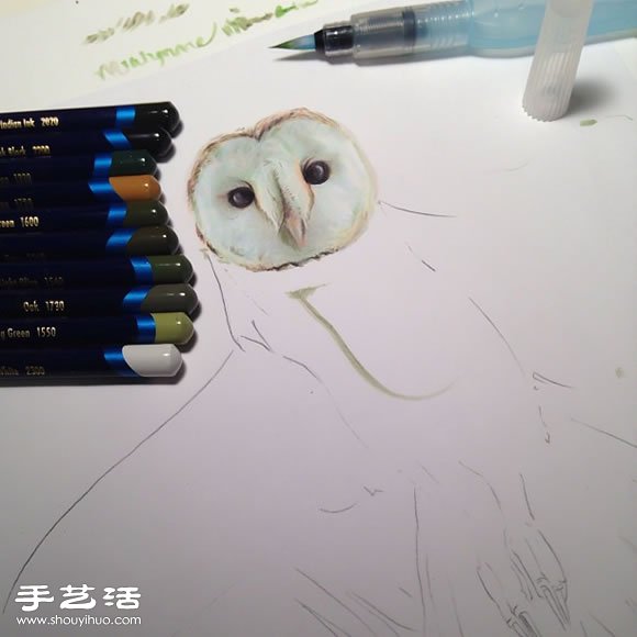 普通画笔手绘出栩栩如生的动物画作