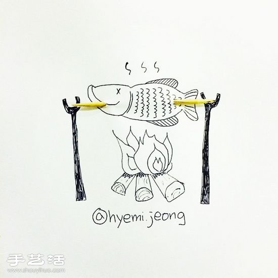 韩国插画师Hyemi Jeong的创意简笔画