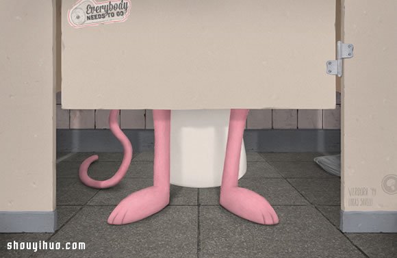 谁都需要上厕所 有趣的卡通人物厕所画