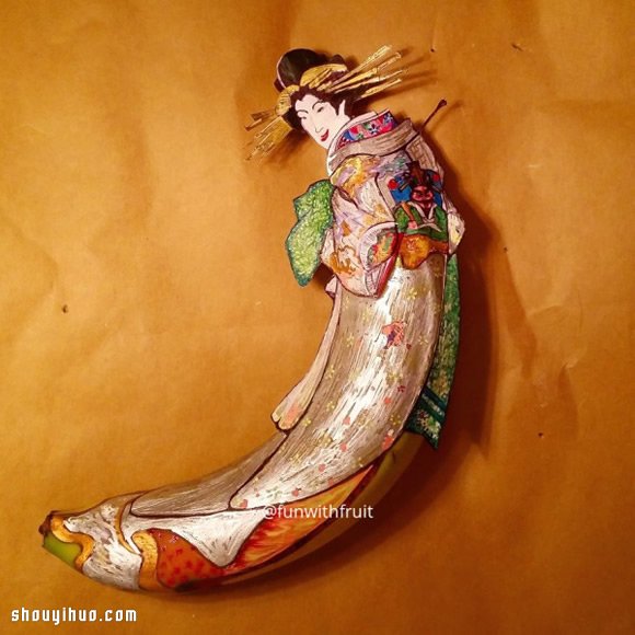 Elisa Roche 令人惊艳的香蕉彩绘香蕉画