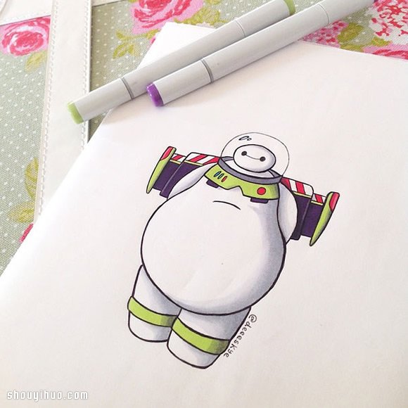 Baymax玩角色扮演 融合成经典迪士尼人物