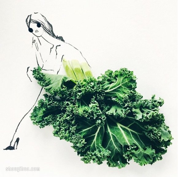 以蔬果为食材创作出一幅幅令人惊艳的时装画