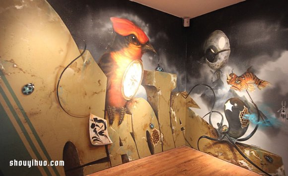 自由街头艺术展览 任由艺术家挥洒的白墙