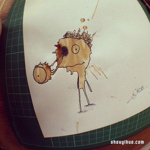 咖啡渍小怪兽来袭 恼人咖啡渍DIY创意插图