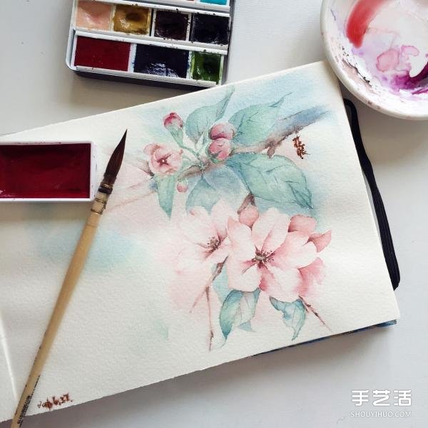 水彩画画花的步骤图片 花朵水彩画的技法教程