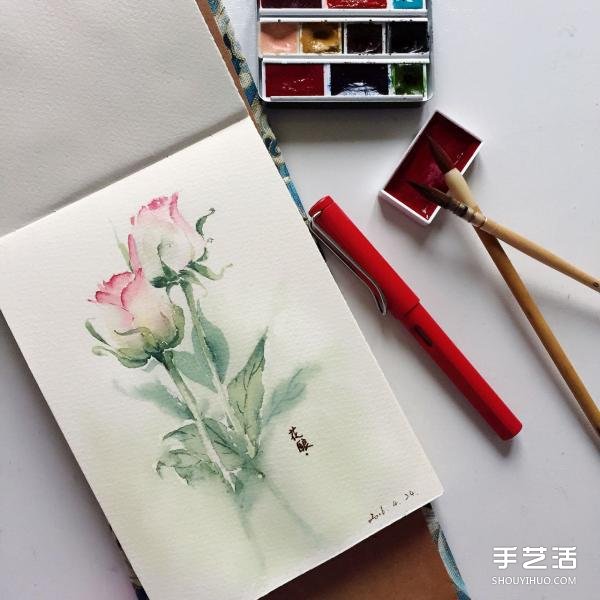 水彩画画花的步骤图片 花朵水彩画的技法教程