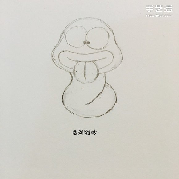 搞笑卡通胖蛇简笔画的画法图片教程