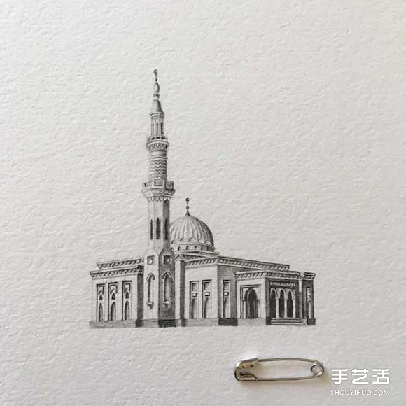 感受清真寺的庄严华丽 极细腻建筑铅笔素描