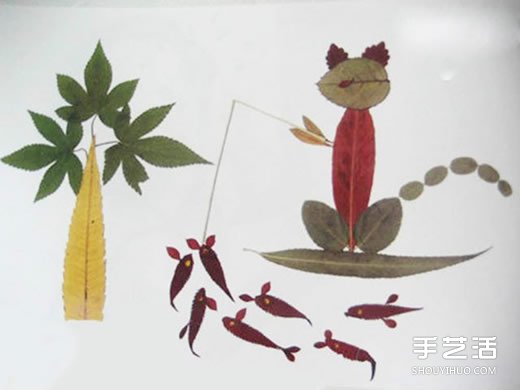 优秀树叶贴画欣赏 幼儿园树叶粘贴画获奖作品