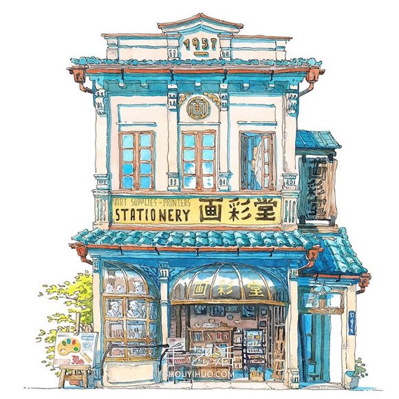 梦幻的日本店面！波兰动画师虚构的水彩画