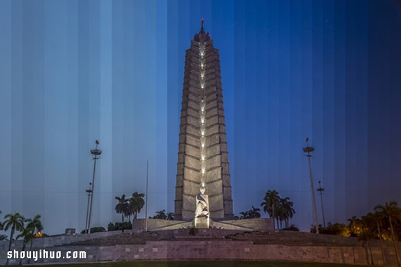 创意摄影:切割出名胜景点建筑物的白天黑夜