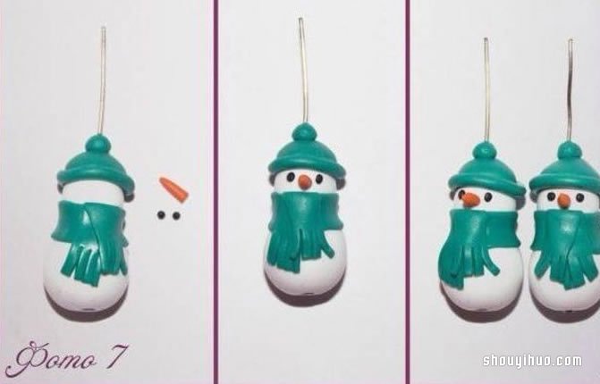 粘土雪人挂件DIY制作的方法步骤图解教程