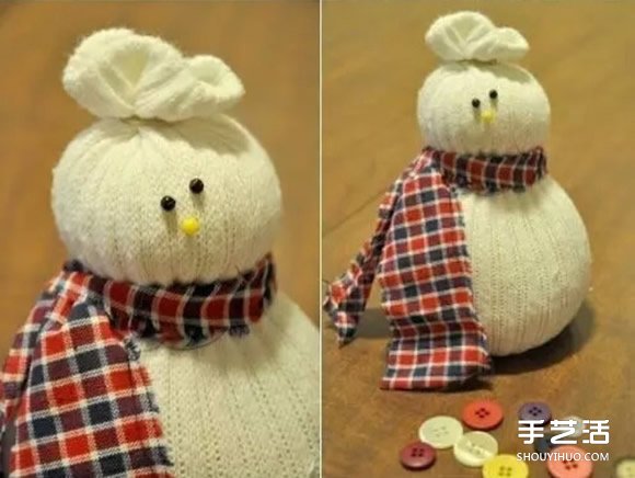 袜子雪人的制作方法 袜子娃娃雪人DIY步骤图解