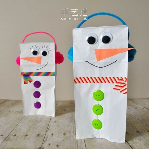 幼儿园手工制作纸袋雪人木偶的做法教程