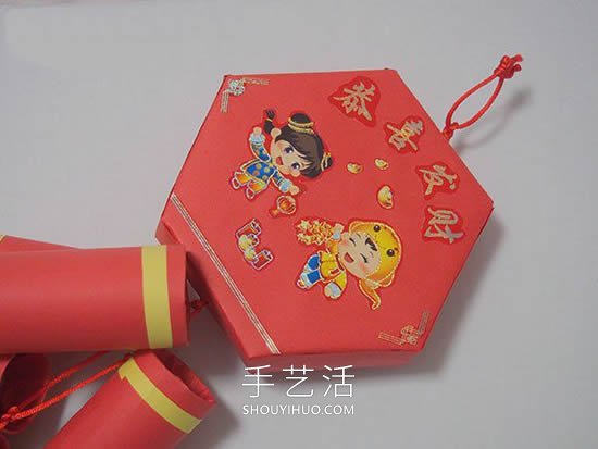 春节简单手工制作爆竹装饰的做法教程