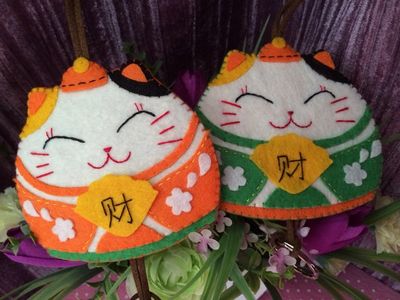 春节DIY不织布开运招财猫隔热垫