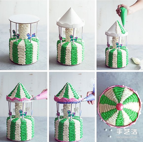 创意蛋糕DIY：旋转木马蛋糕的做法图解教程
