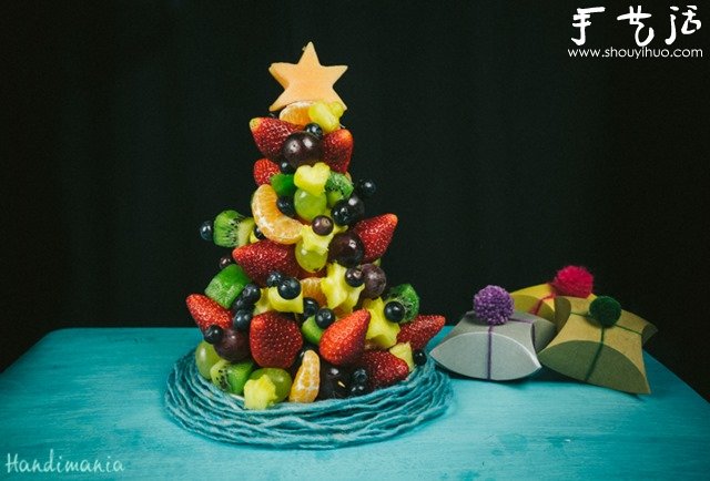 DIY水果圣诞树 超有趣的水果拼盘制作