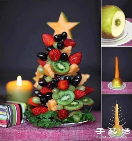 DIY好看又好吃的水果圣诞树