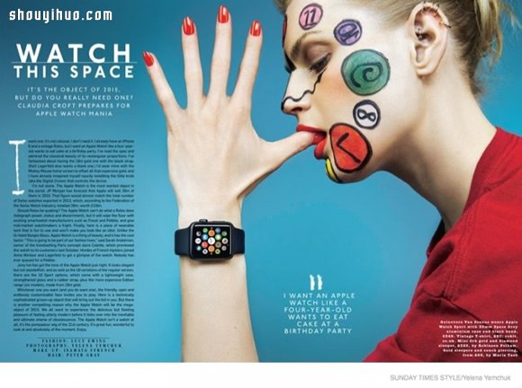 超模搭Apple Watch 登上英国时尚杂志