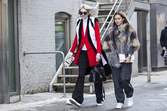纽约时装周街拍 冬日时尚人女性御寒穿搭