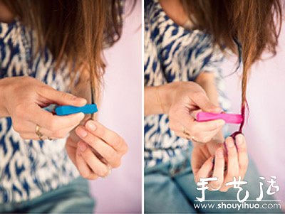教你用彩色粉笔DIY时髦彩虹发型
