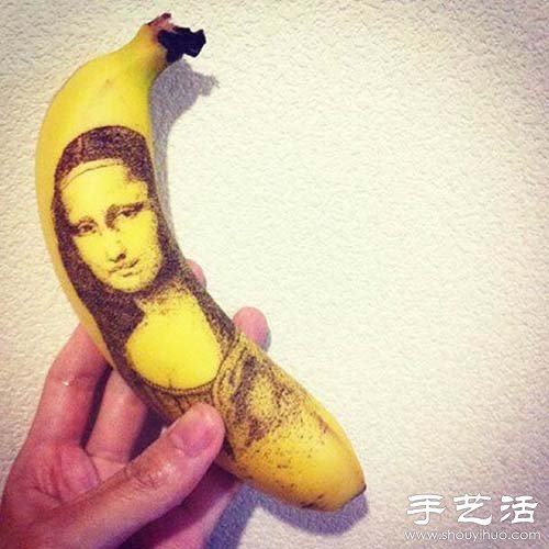 香蕉皮上创意DIY逼真图案