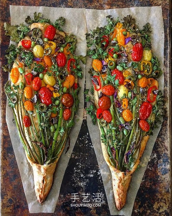 用剩菜和面包制作成的可食用“面包花束”