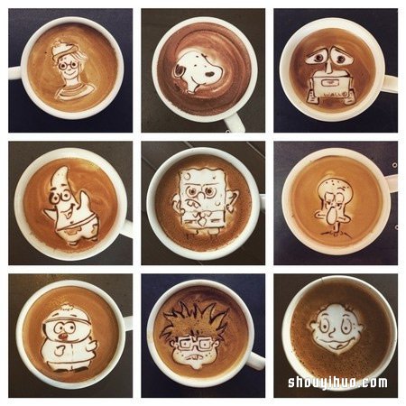 创意咖啡拉花 DIY经典动画人物
