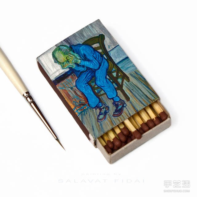 微型艺术：在火柴盒上手绘梵高经典画作
