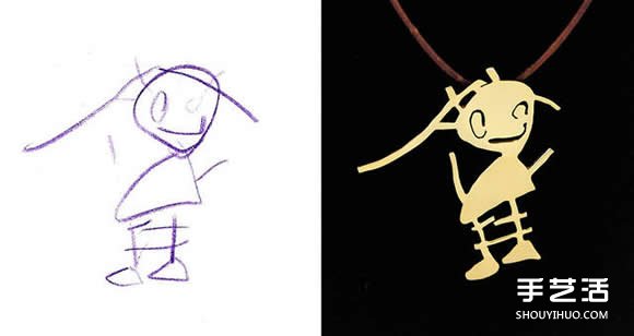不复返的童年涂鸦 制作成金属坠子永恒纪念！